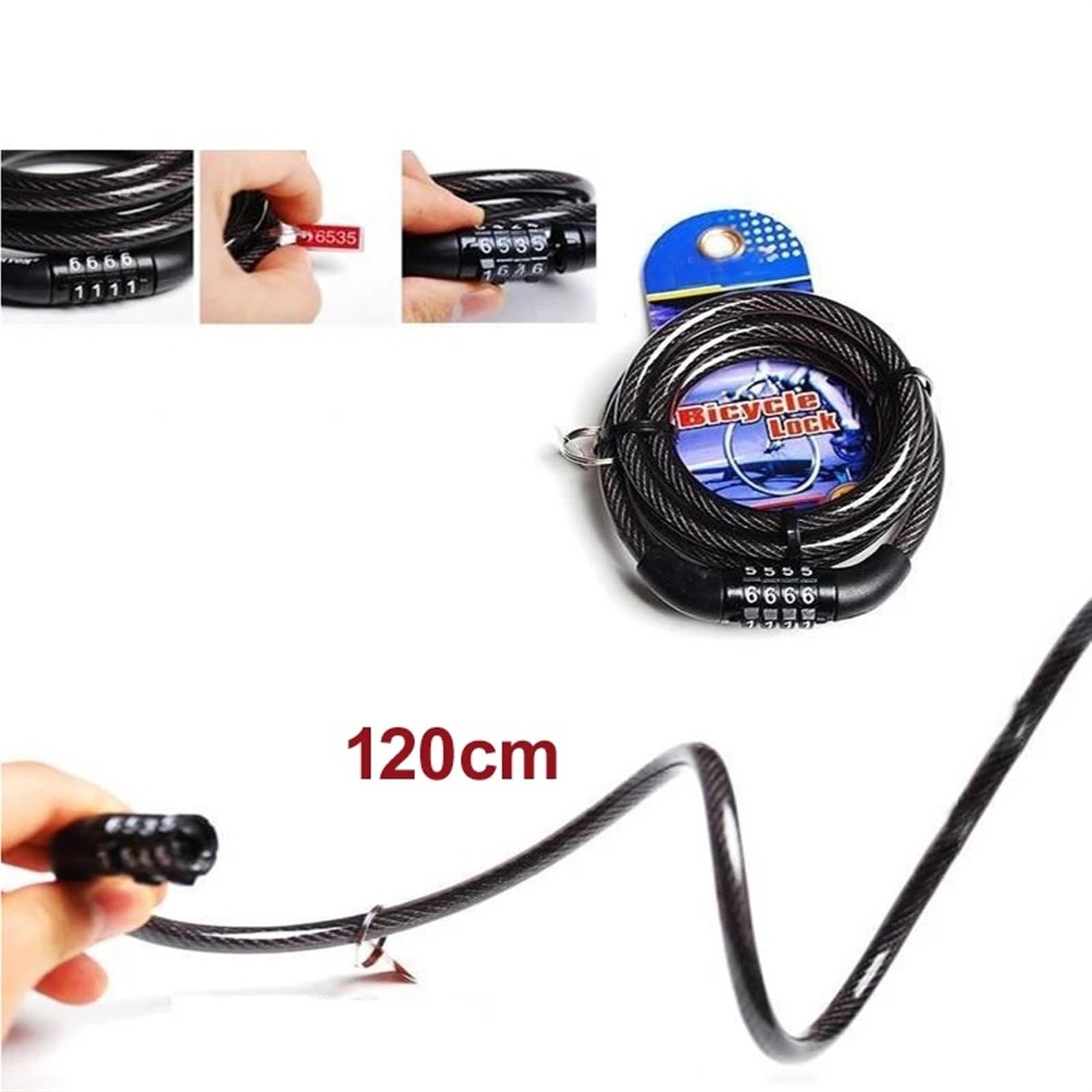 Rower motocykl zamek Chian 4 kod cyfrowy zamek kablowy do jazdy na rowerze długość roweru 120 cm 1 szt