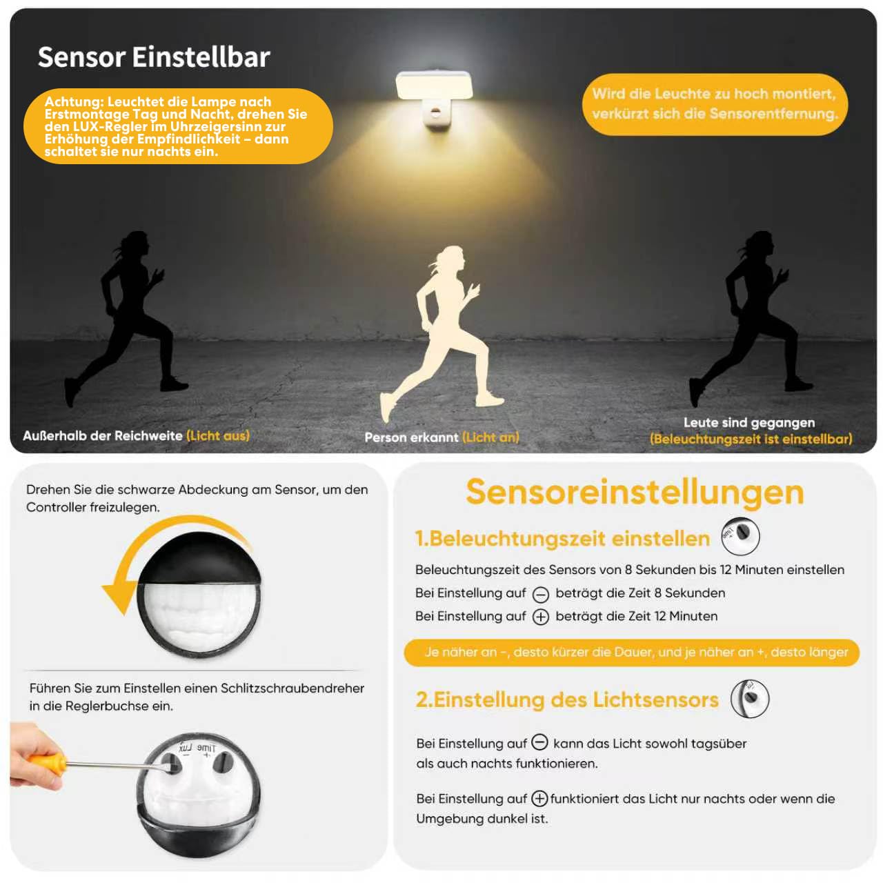 Brightower 24W Zewnętrzna lampa ścienna z czujnikiem ruchu, IP65 Zewnętrzna lampa ścienna LED wykonana z aluminium z obrotowym panelem LED, ciepła biel 3000K Zewnętrzna lampa ścienna,Biały