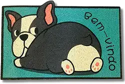 Tapete Capacho Decorativo Pets, 60x40cm, Poliéster Emborrachado, Antiderrapante, Para Porta de Entrada (CACHORRRO GORDINHO)