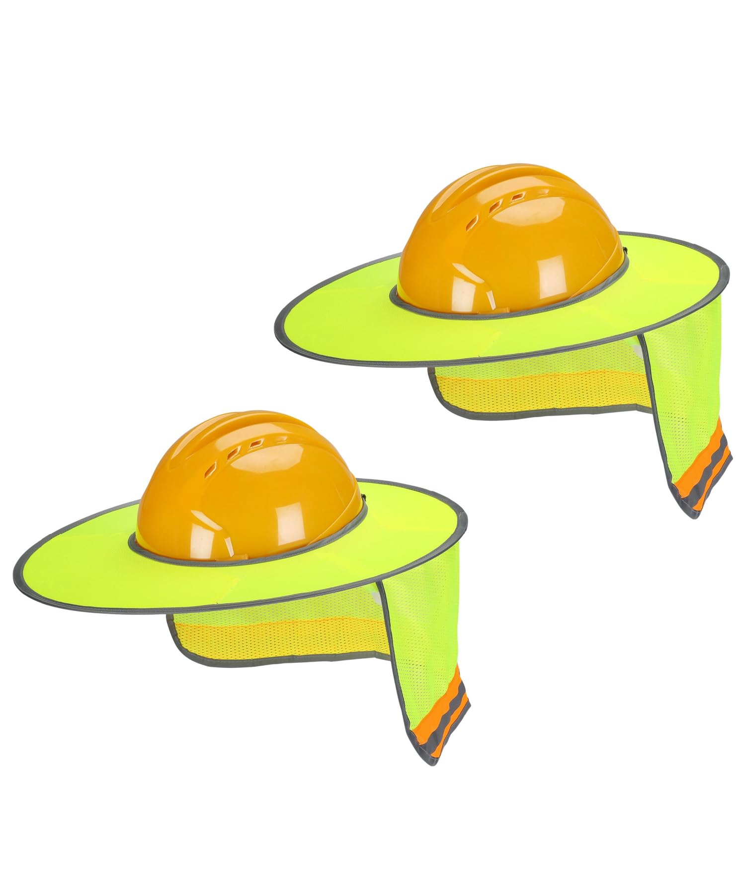 UNCO- Hard Hat Sun Shield, 2 Pack, Yellow, Full & Standard Brim Mesh Sunshade High Visibility Reflective, Hard Hat Sun Shade, Hard Hat Accessories,
