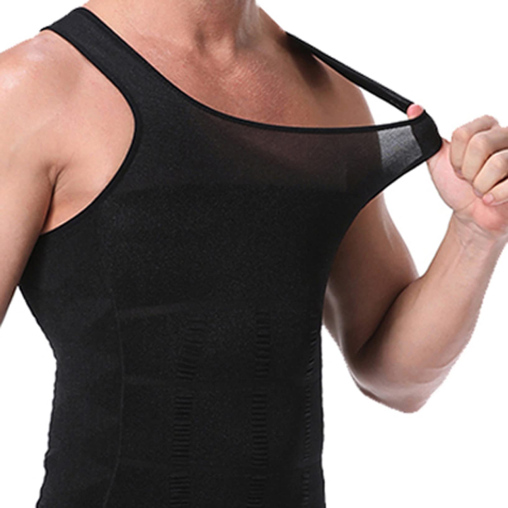 Męska koszula kompresyjna do podkoszulek bez rękawów z kontrolą brzucha, rozciągliwy podkoszulek Body Shaper - Letnia kamizelka fitness