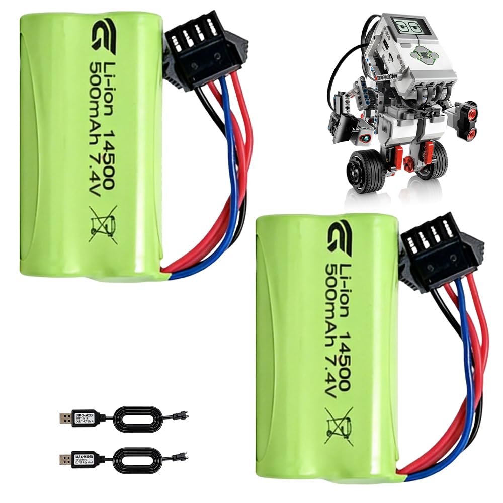 Batteria agli ioni di litio da 7,4 V, 500 mAh, ricaricabile, 14500 agli ioni di litio, 7,4 V, con spina SM-4P 4 pin, batteria RC per RC Drone, robot, Airplane universale