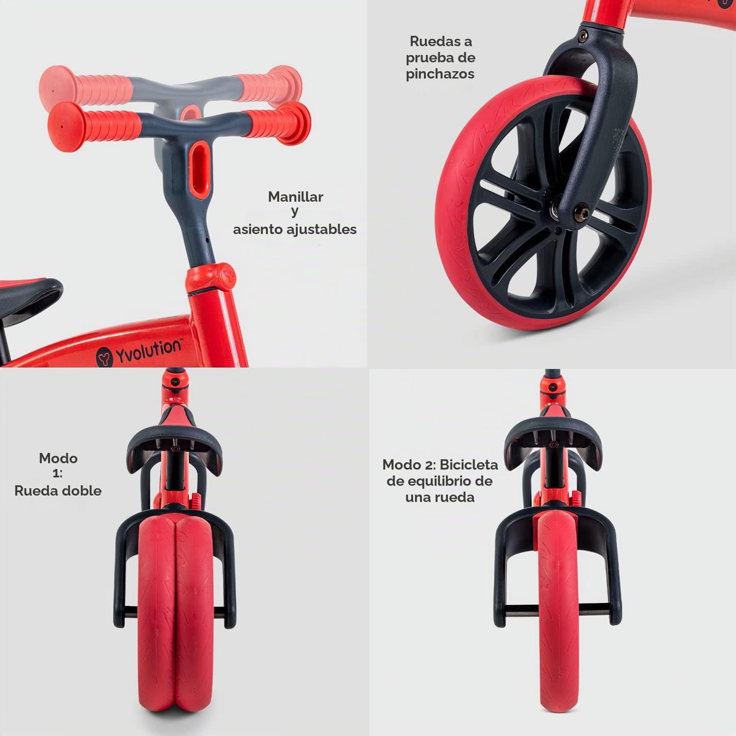 Yvolution Bicicleta de Equilibrio Evolutiva YVelo Junior - Sin Pedales para niños de 18 Meses a 4 años