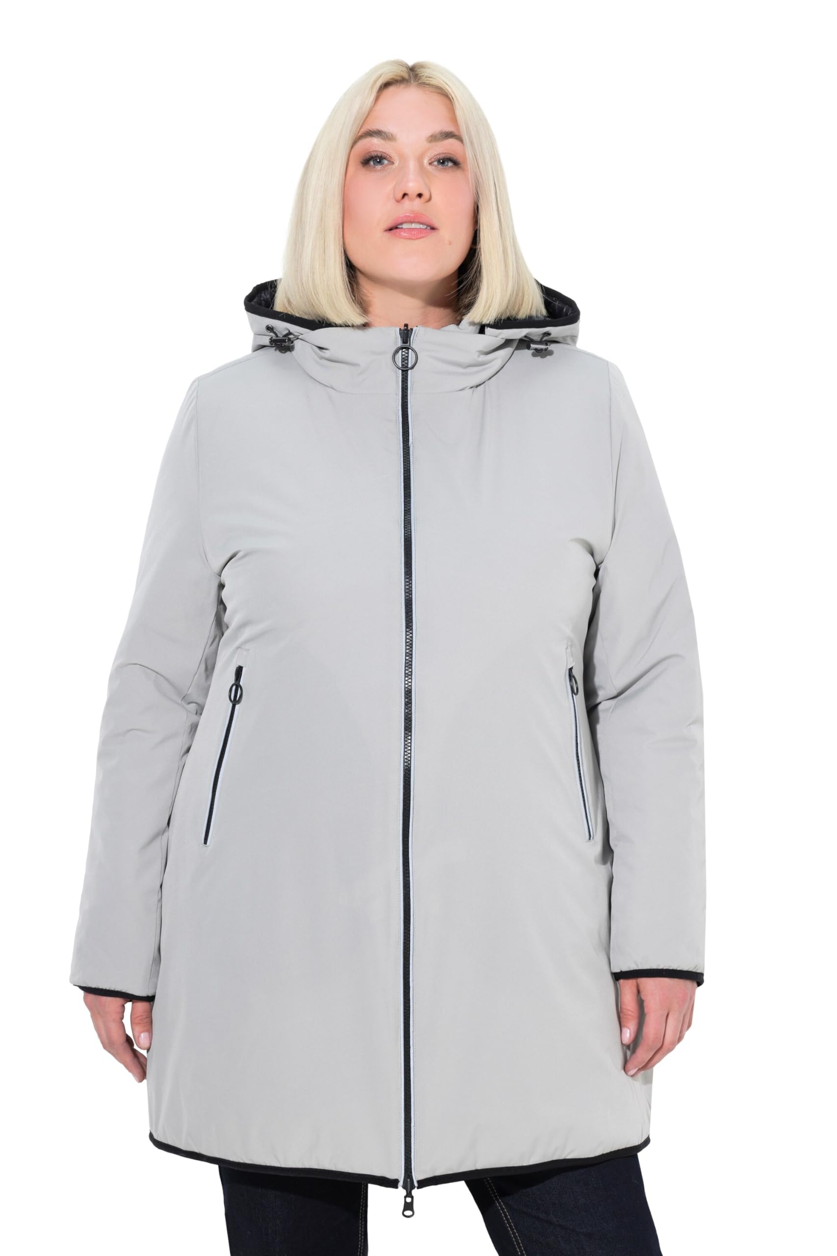 Ulla Popken Damen große Größen Übergrößen Plus Size HYPRAR Wende-Steppjacke, 2-Wege Zipper 819903