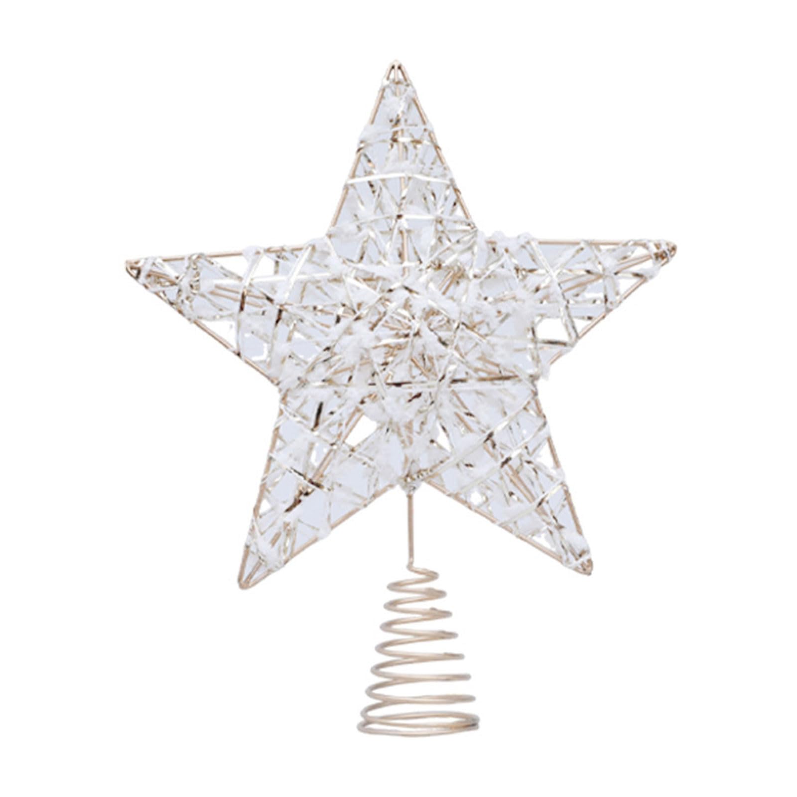carotoe Champagne Colored Yarn Star Tree Toppers Sturdy Iron Structure for Christmas Outdoor Festival Display Christmas Tree Toppers Star