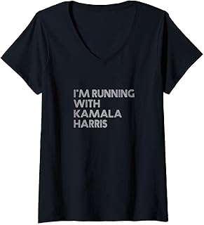 Womens Kamala Harris I'm Running With Jogging Marathon Biden 2020 V-Neck T-Shirt