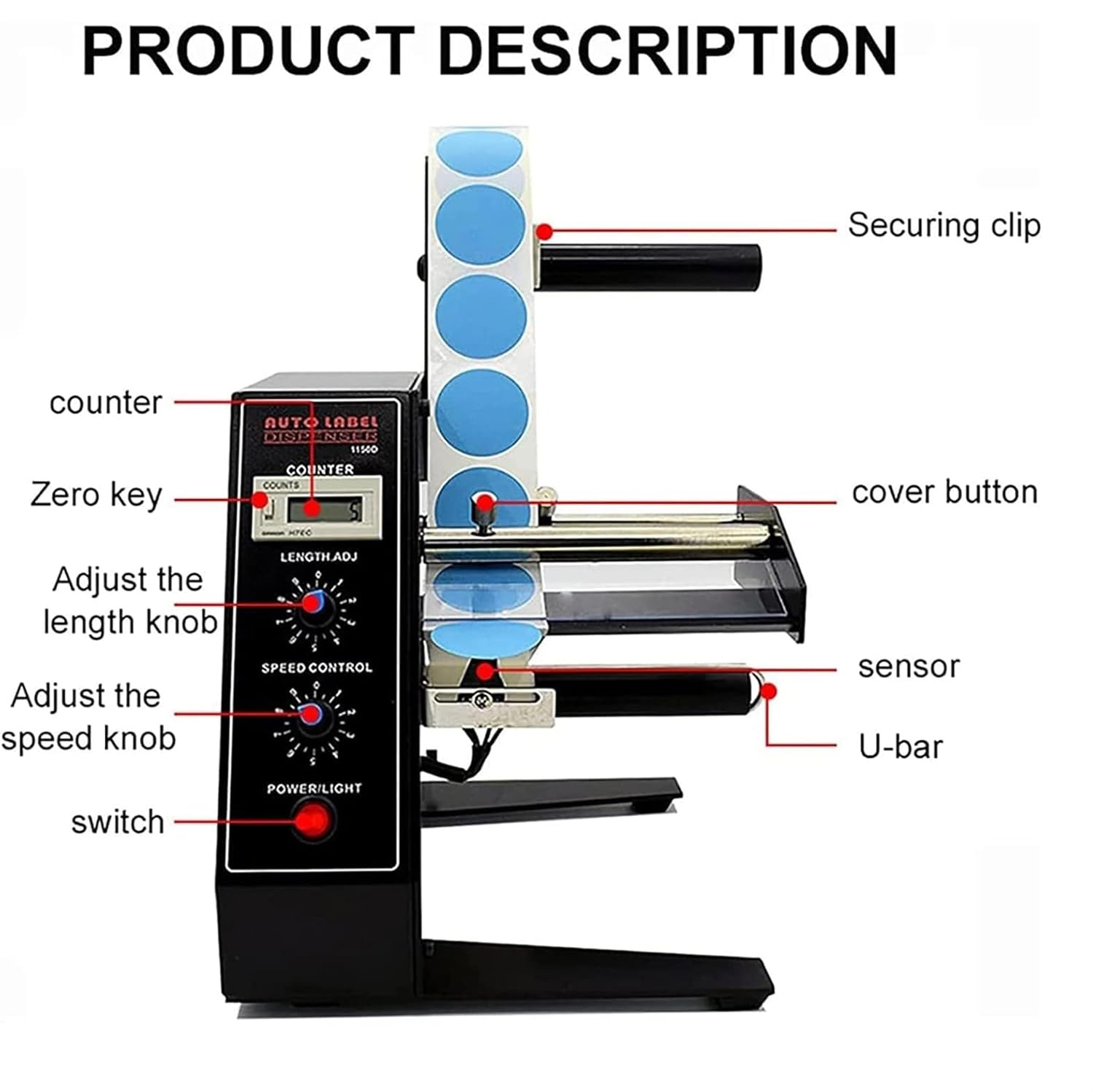 Macchina Separatrice per Etichette, Distributore Automatico di Etichette con Display Digitale, Controllo della velocità 1-8 M/min, per Lavorazione Alimentare, Logistica E Vendite