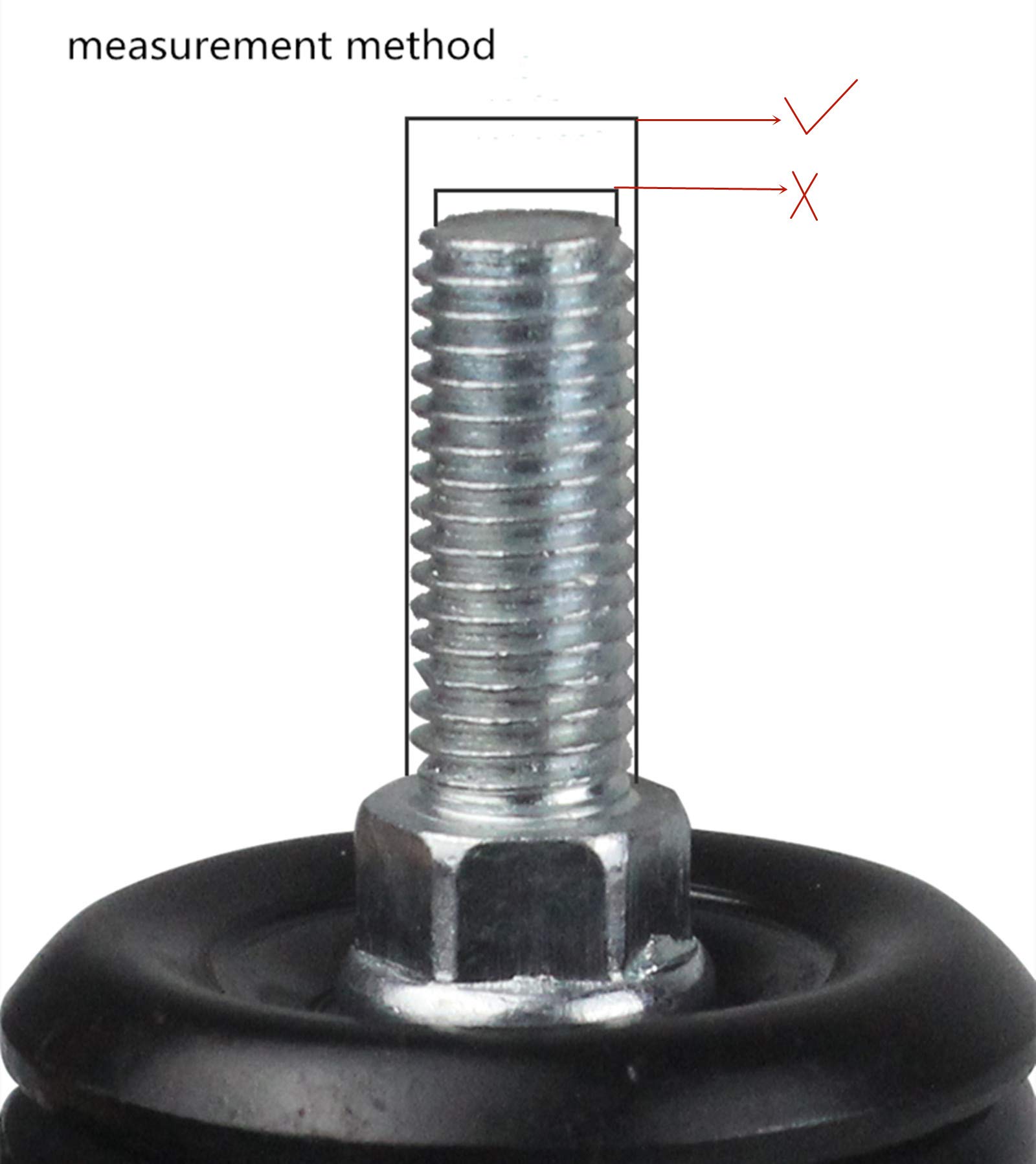 Ruote girevoli per mobili Resistenti, Confezione da 4, Ruote girevoli di Ricambio con Doppi Cuscinetti, Stelo filettato M12 x 30 mm, 75 mm (3 Pollici) con Freno, Misura Universale, poliureta