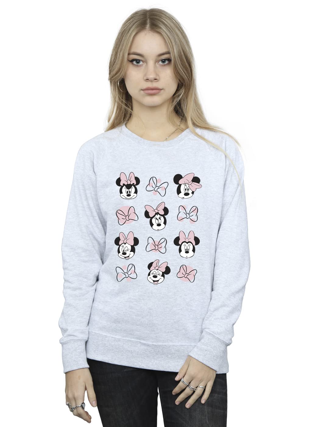 Absolute Cult Women's Sport Grey Disney Minnie Mouse Multiple Sweatshirt Medium