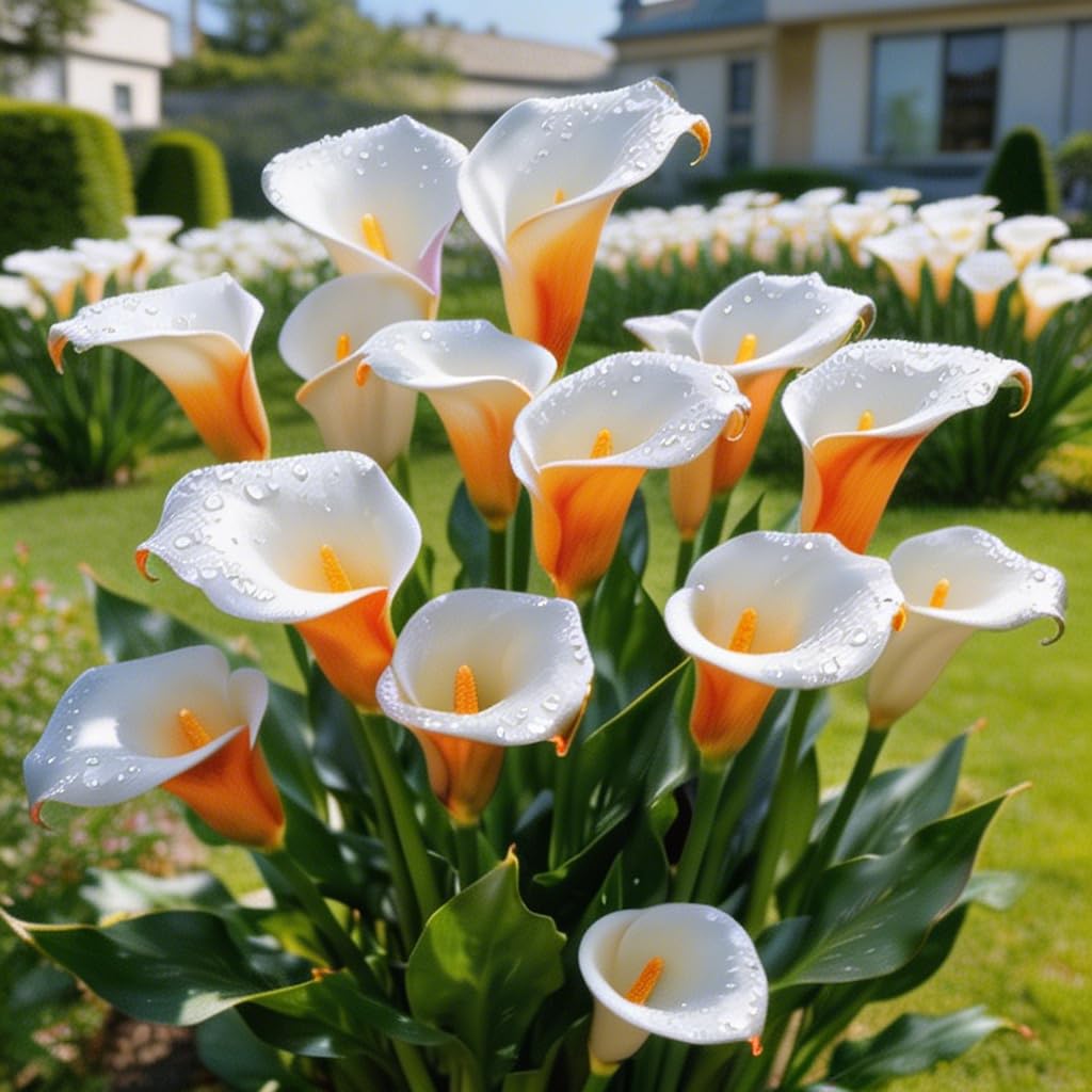 Perennial Calla Lily Bulbs,Easy to Maintain＆Easily Pollinated,Excellent Display-6bulbs -j