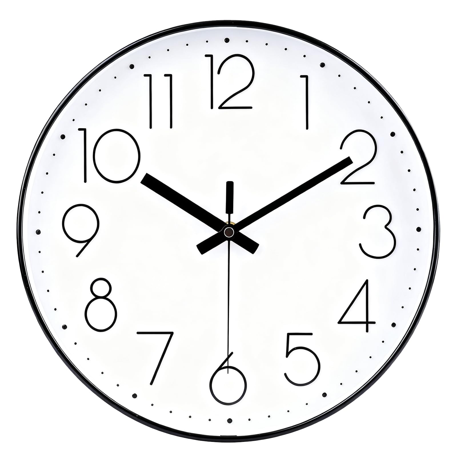 jomparis 30cm Lautlos Wanduhr Funk Analoge Modern Küchenuhr Funk Wanduhr Einfach zu Lesen mit großes Ziffern für Schlafzimmer, Büro, Küche,Badezimmer (Schwarz)
