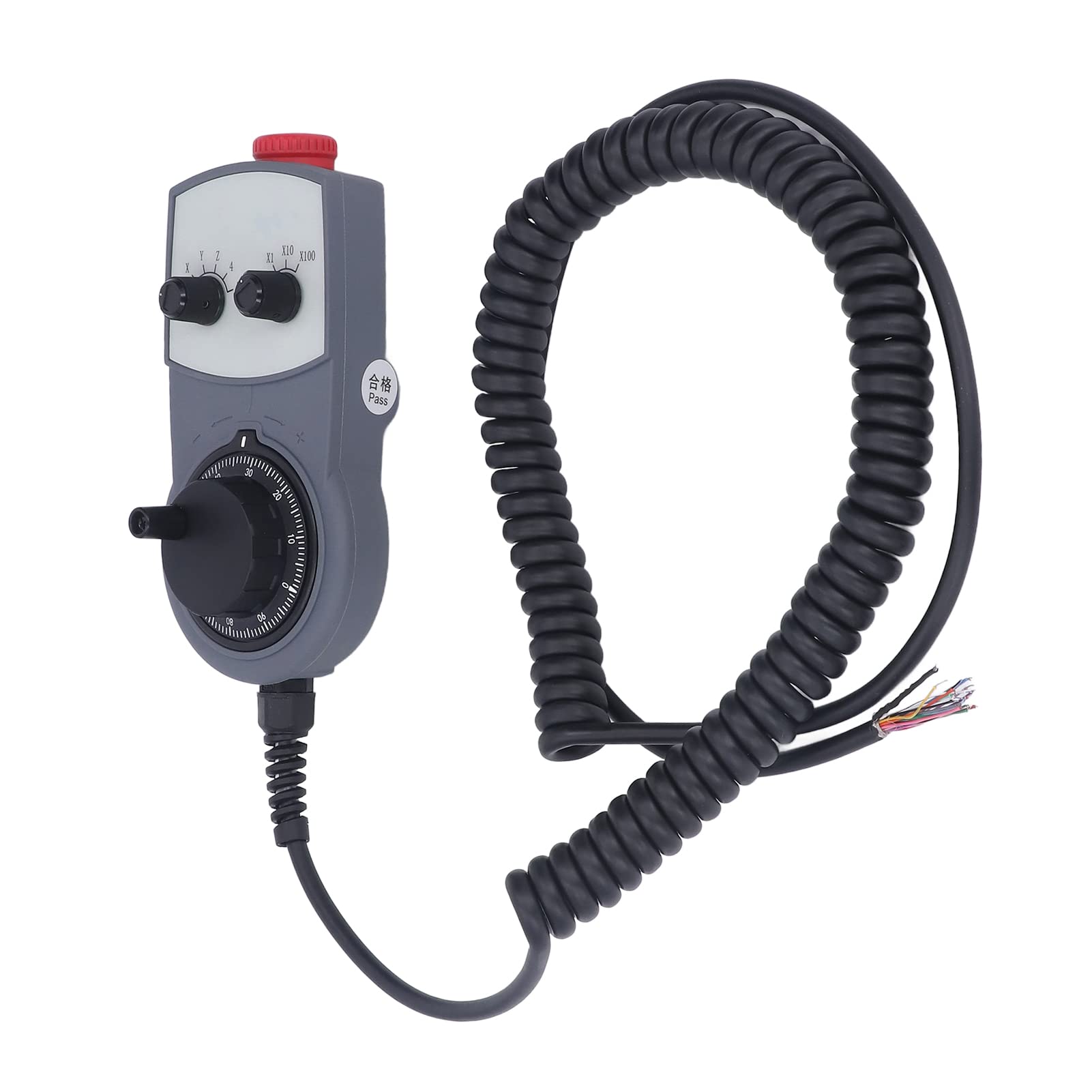 Marhynchus Elektroniczne Pokrętło CNC Sterownik Koła Ręcznego ABS DC5V do 26V z Wyłącznikiem Awaryjnym Podstawa Magnetyczna Ergonomiczny Uchwyt do Sterowania obrabiarką CNC i Obsługi PLC
