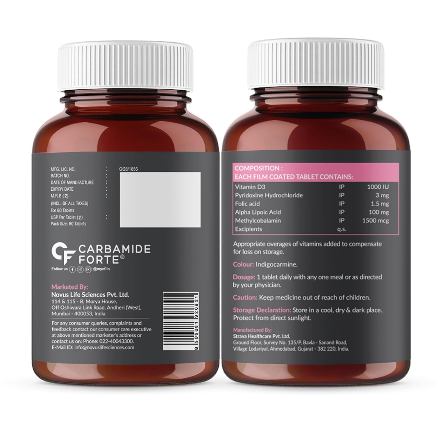 Carbamide Forte Vitamin B12 1500mcg with Vitamin D3 | Vitamin B12 Supplements for Men & Women | Methylcobalamin 1500 mcg with Vitamin D Tablets - 60 Tablets — Amazon image 7