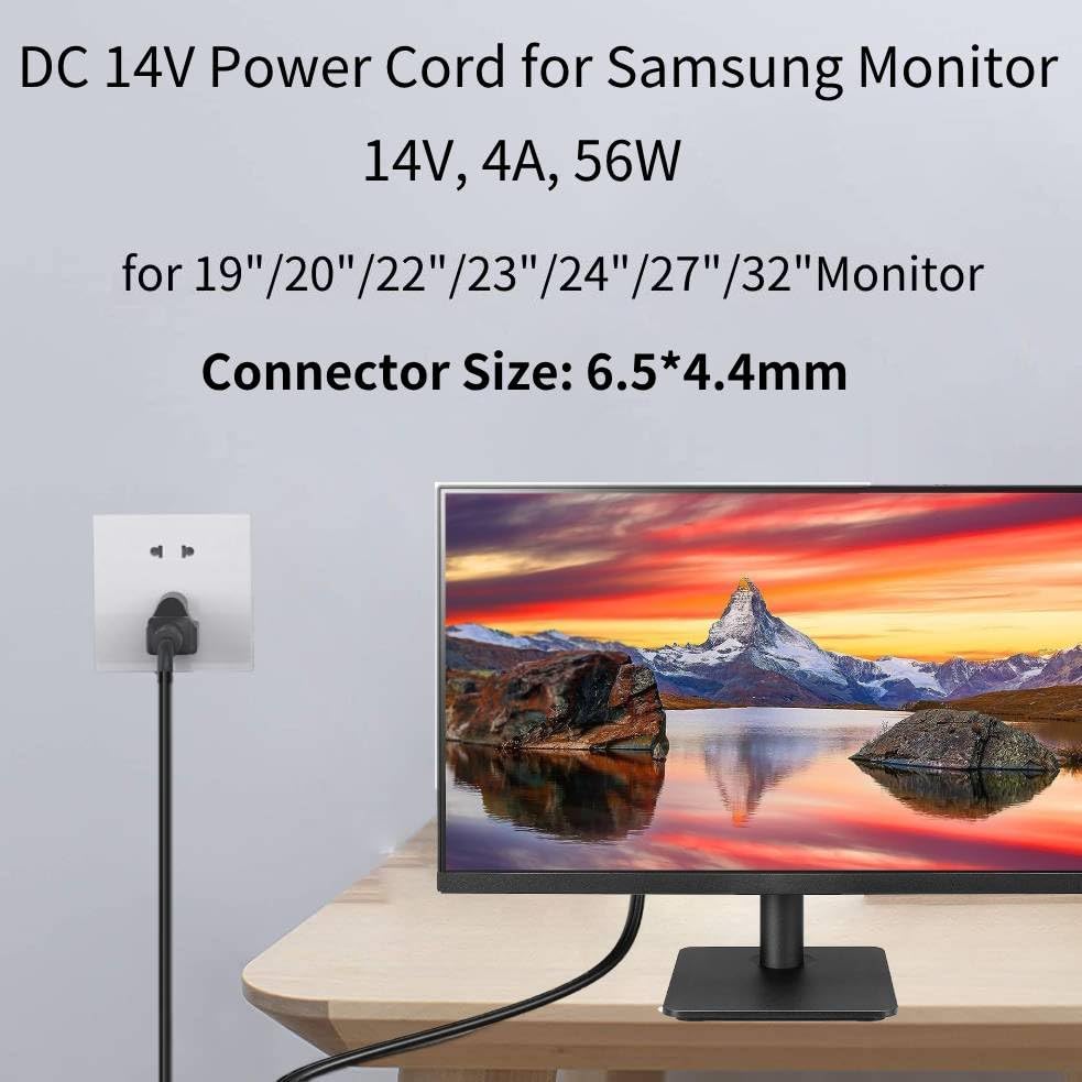 DC 14V Power Cord for Samsung Monitor, 6.6FT Power Supply (for Samsung 32