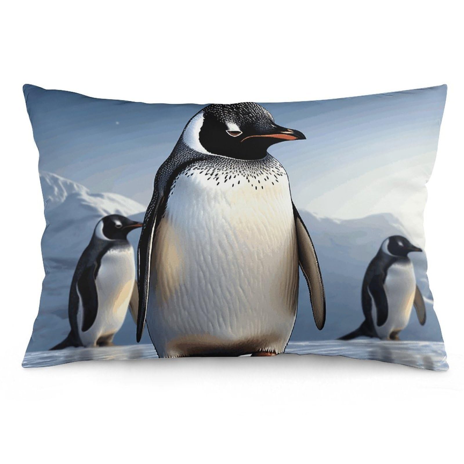 2 Pack Pillow Cases for Hair and Skin, Soft Breathable Pillow Case Covers with Hidden Zipper, Penguin Pillowcase 12 "x20 Pillow Covers for Sleeping Gift