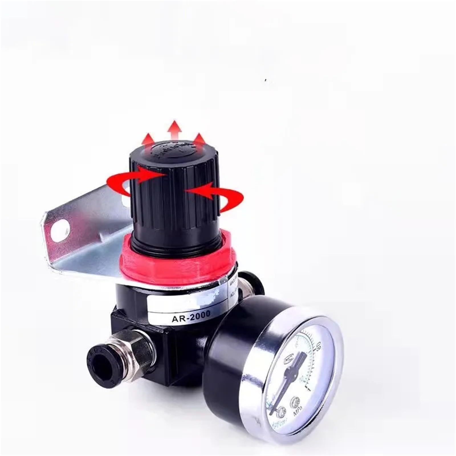 AR2000 G1/4 pulgadas neumático Mini control de alivio de presión de aire compresor regulador unidades de tratamiento válvula con calibre 4MM-16MM ajuste 1 Uds(Table w stand)