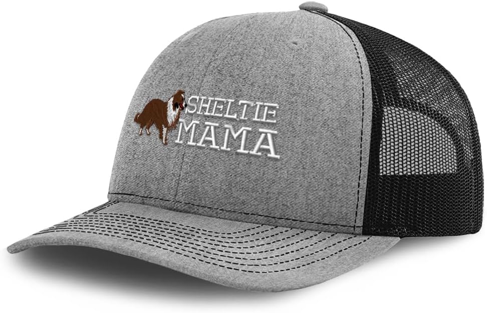 Custom Richardson Mesh Cap Embroidered Shetland Sheepdog Sheltie Dog Mama Trucker Hats for Men & Women