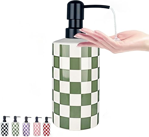 Dispensador de jabón de manos, dispensador de jabón de baño con bomba de acero inoxidable, botellas de loción de loción de cerámica para baño,