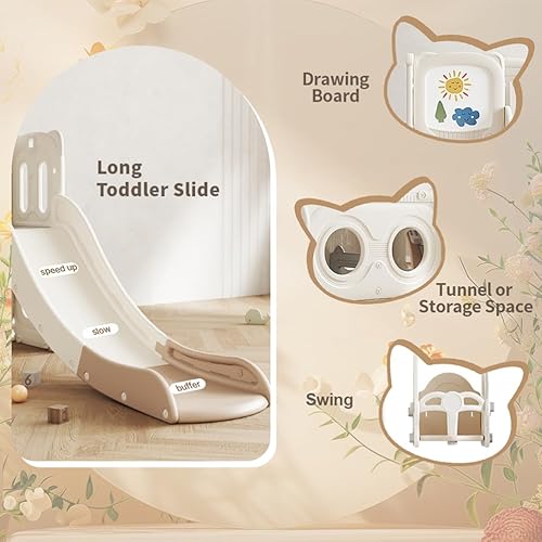 Miniatura 4 de Juego de tobogán para niños pequeños con columpio, toboganes independientes para interiores y exteriores, área de juegos para bebés de 1 a 3 años,