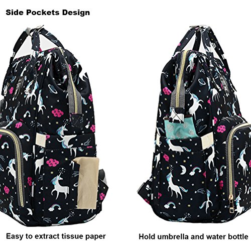 Fewofj Unicorn Diaper Bag Backpack, Women Waterproof Travel Nappy Bag For Baby Care #TOP4