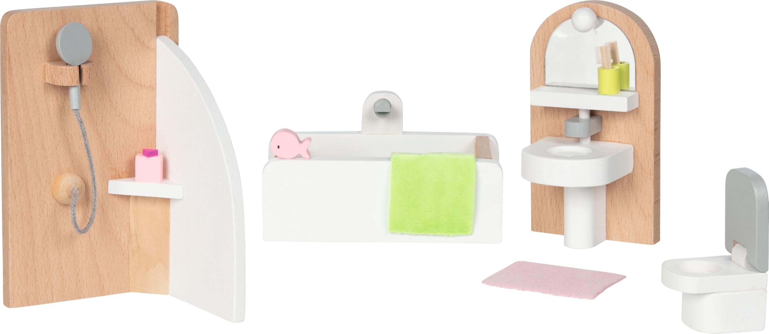 goki 6647 - Puppenhaus Set Lifestyle XL, 72 Teile aus Holz & Textil, Möbelset mit Zubehör, Biegepuppenfamilie, Küche, Badezimmer, Schlafzimmer, Wohnzimmer, 65 x 35 x 88cm, ab 3 Jahre