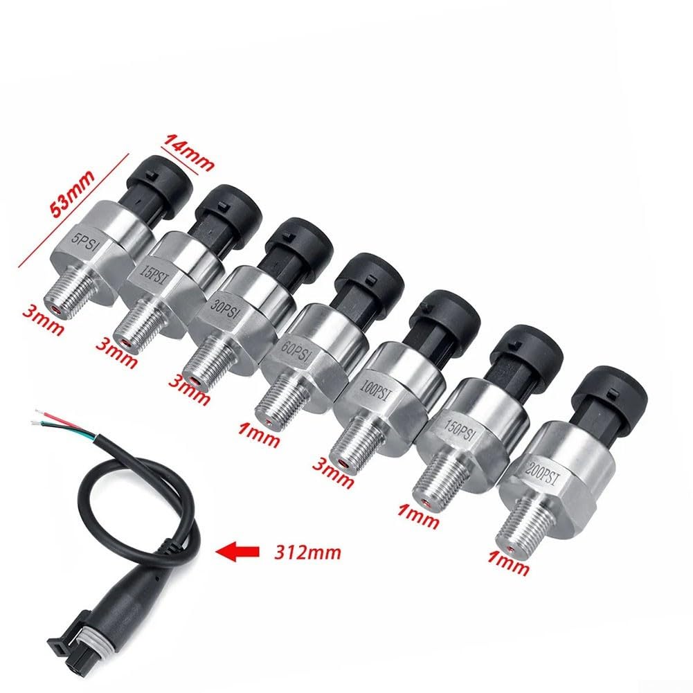 Trasduttore di pressione 5PSI-1000PSI Trasduttore di pressione del carburante Mittente 1/8 "NPT in acciaio Manometro trasduttore per olio, carburante, aria (1000 psi)