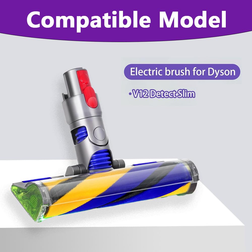 V12 Slim Spazzola per Dyson V12 Detect Slim/Digital Slim Ricambi，Testina di Pulizia Elettrica a Rullo Morbido e Soffice a LED per Dyson V12 Digital Slim