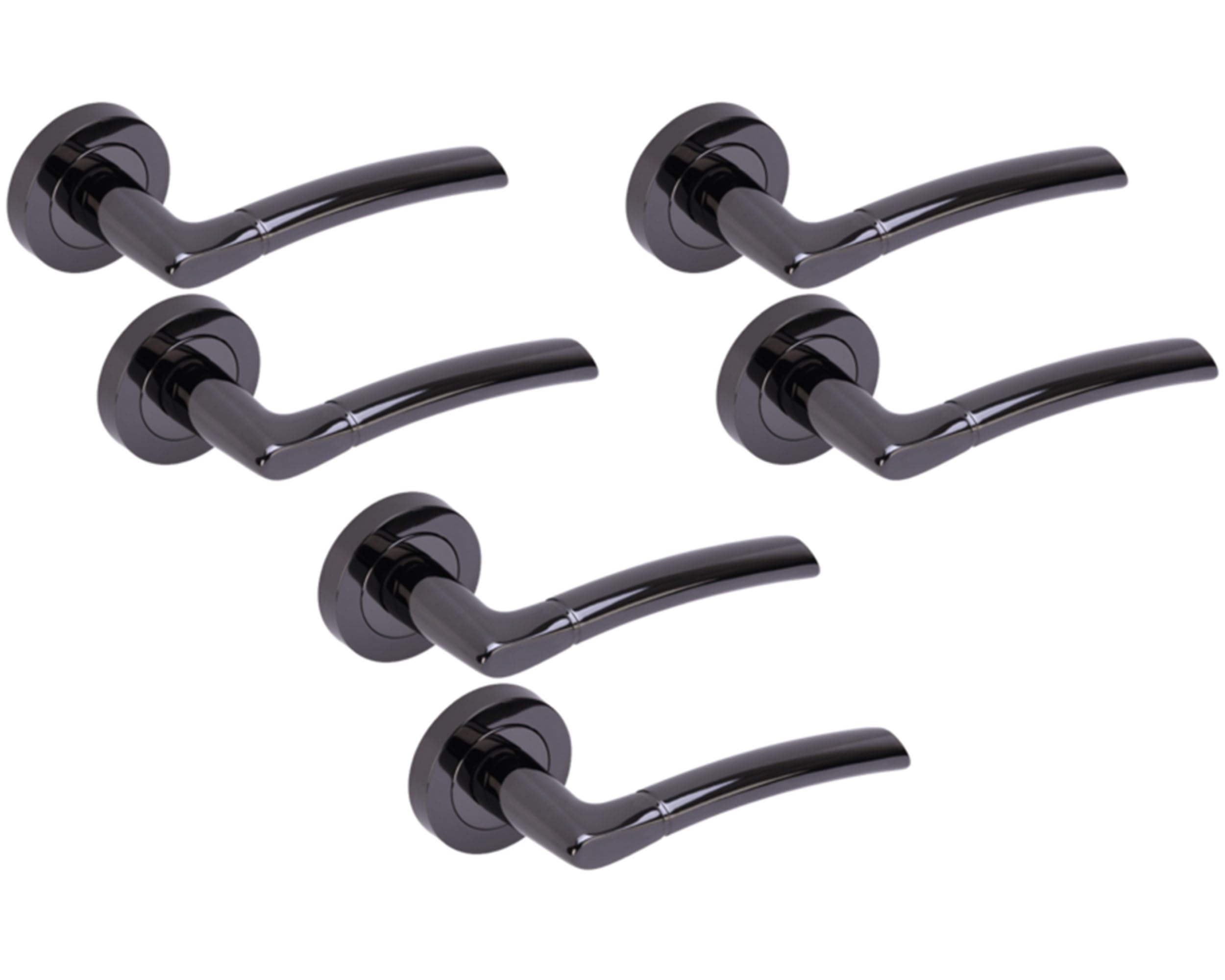 Hunta Black Nickel Handlezone® 3 Sets Neemo Lever On Round Rose Door Handles, Internal Passage Latch Handles