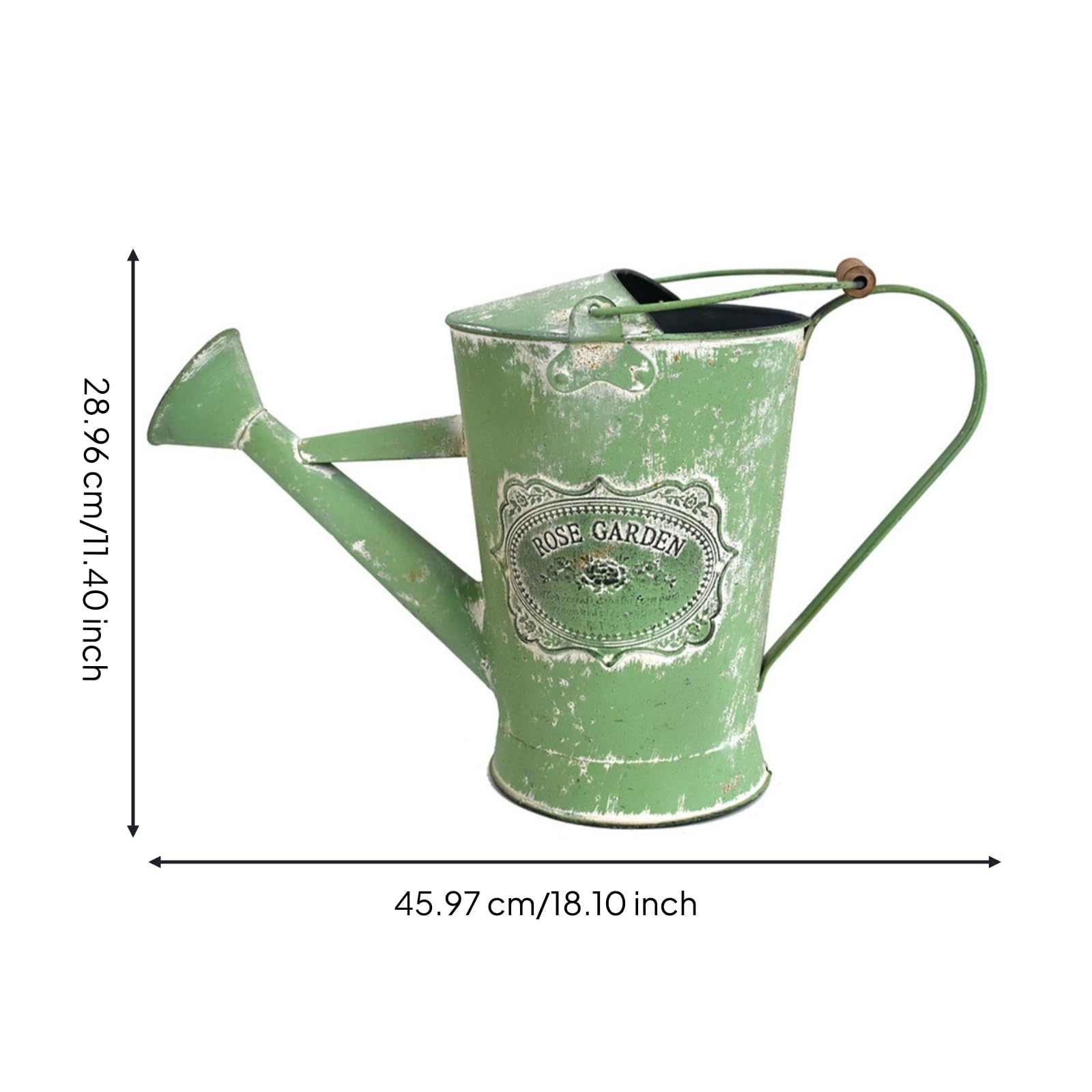 MagiDeal Annaffiatoio Metallo Innaffiatoio Giardino Brocca Irrigazione Recipiente Acqua Piante con Beccuccio Lungo E Manico Curvo Finitura Vintage Anticata Adatto per Balcone Terrazzo Aiuole Casa