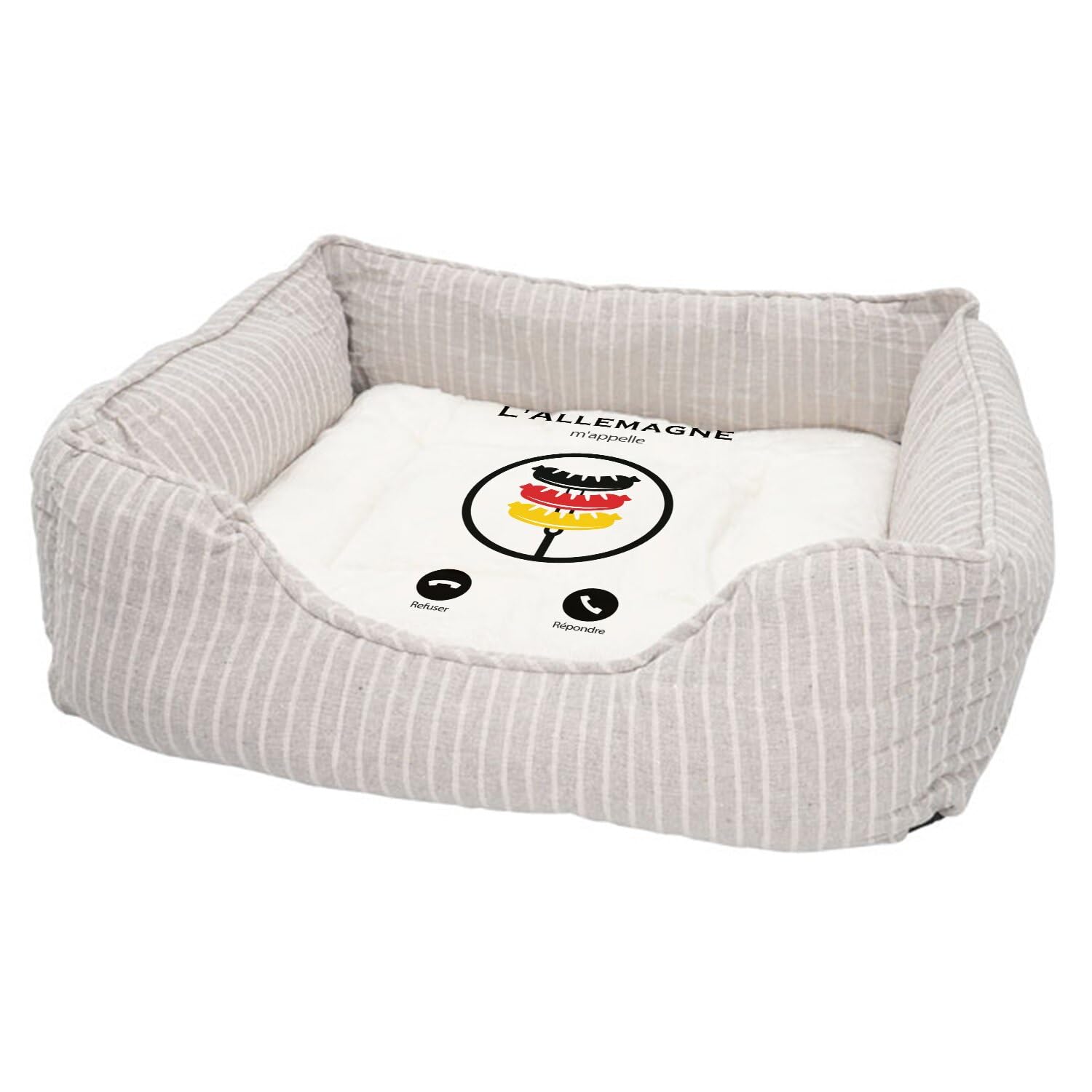 Lit confortable pour chien déhoussable et lavable motif voyage