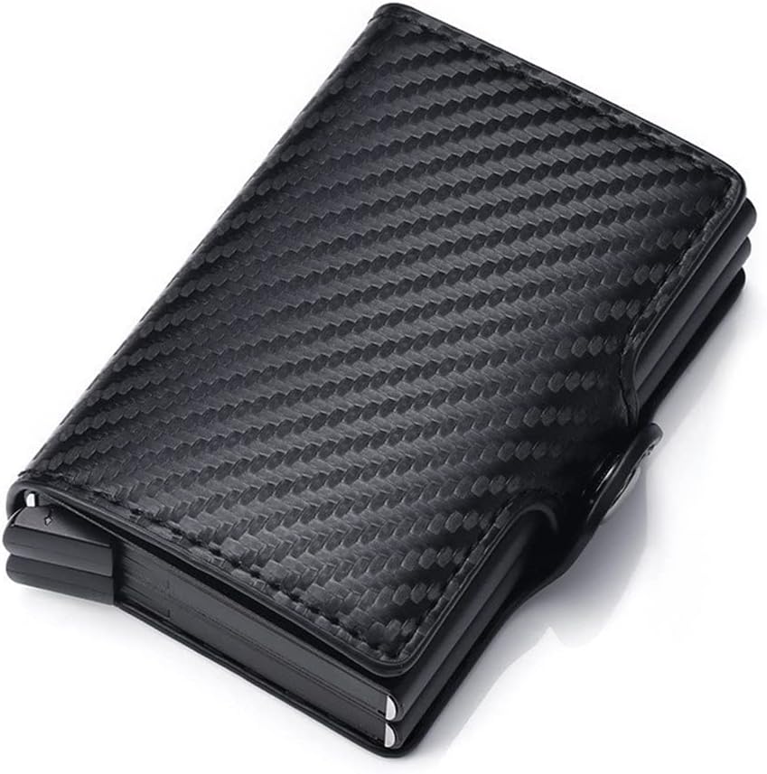 Mini Double Box Metal Wallet Vintage Leather Credit Card Holder for Men and Women Business Card ID Badge Holder Case (Color : A, Size : 9.5 * 6.5cm)