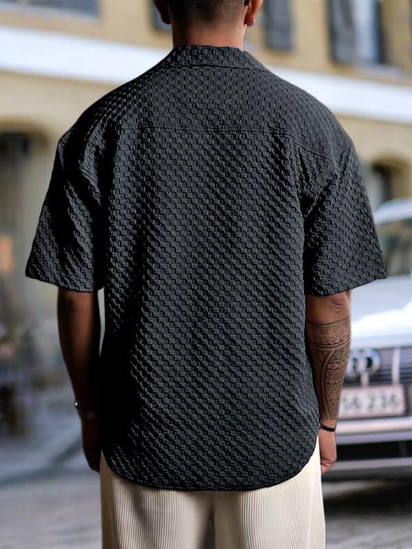 Image of Pinkmint Bubble Textured Shirt for Men ll Half Sleeve Stylish Button Down Shirt's ll Men's Pocket Shirt (Pack of 1)