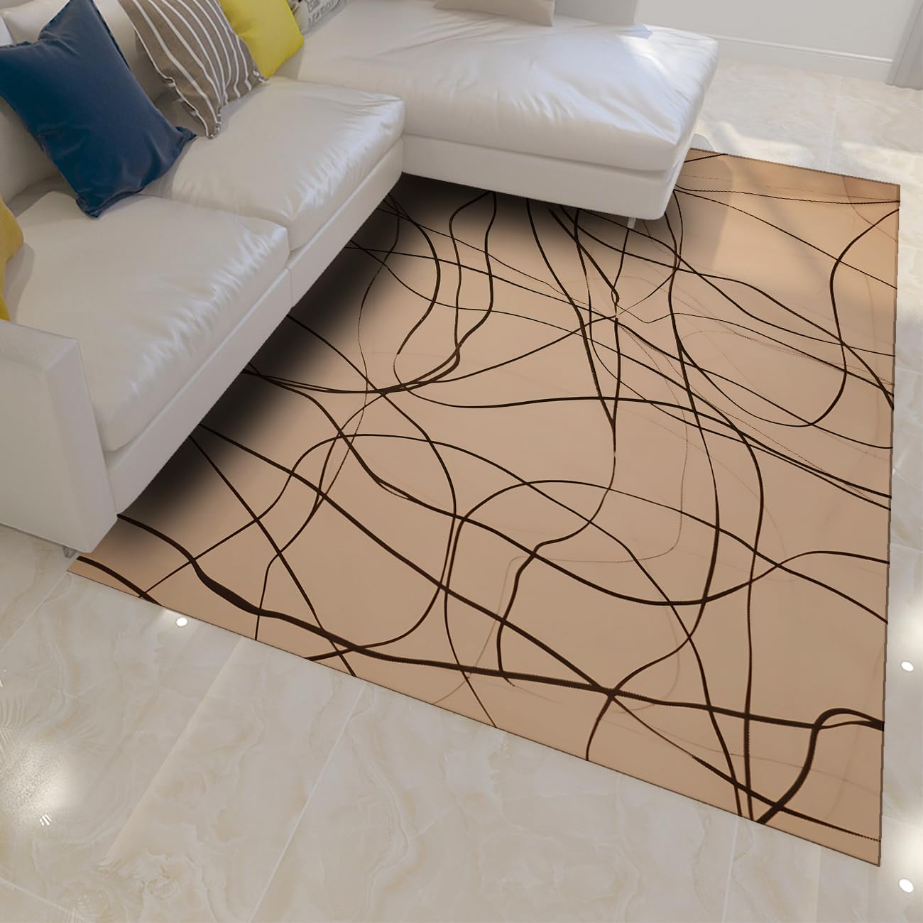 Tapis de salon line art moderne grand tapis antidérapant pour cuisine et chambre