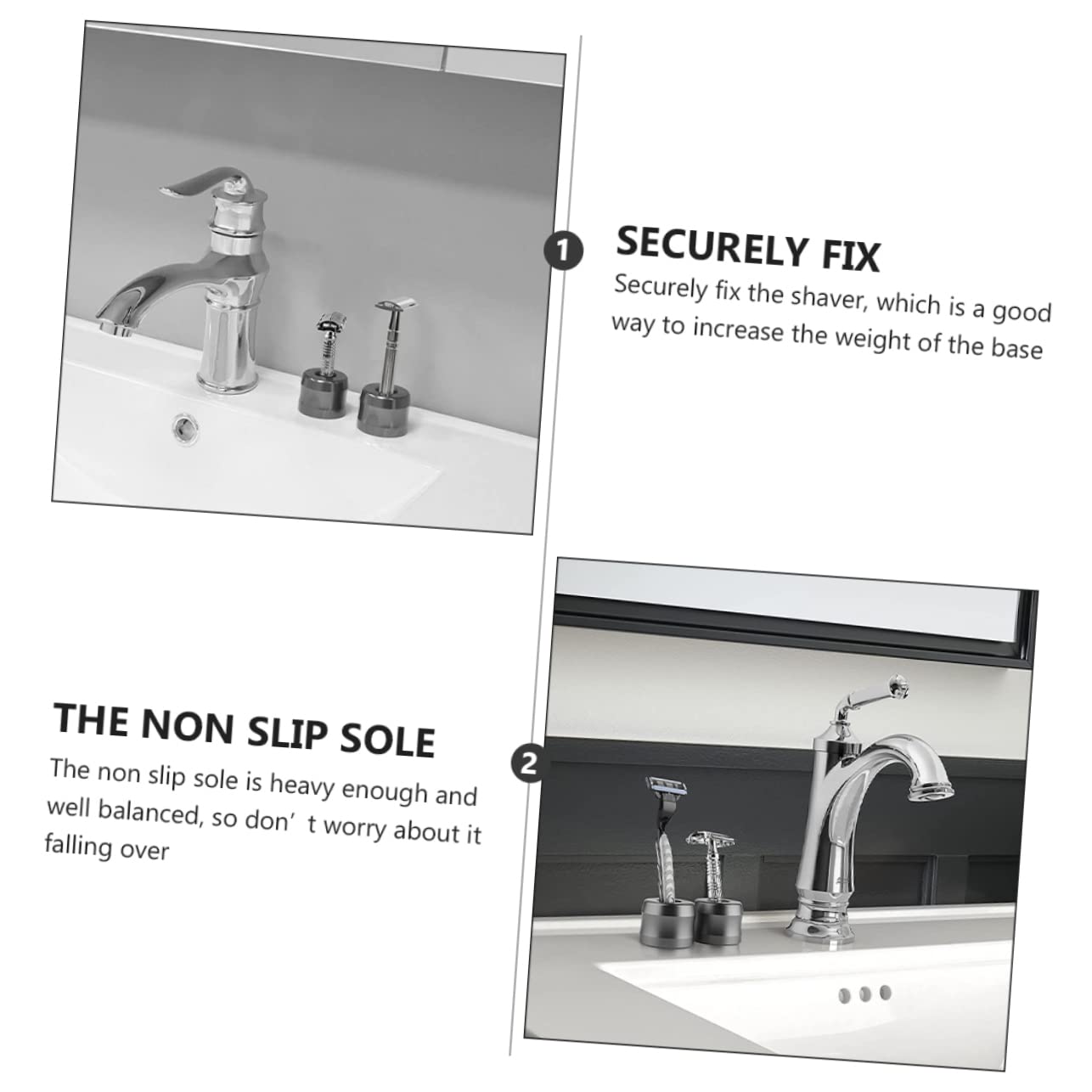 minkissy 2 Pcs Straight Razor Holder Razor Stand Organizer Storage Rack Aluminum Alloy Men