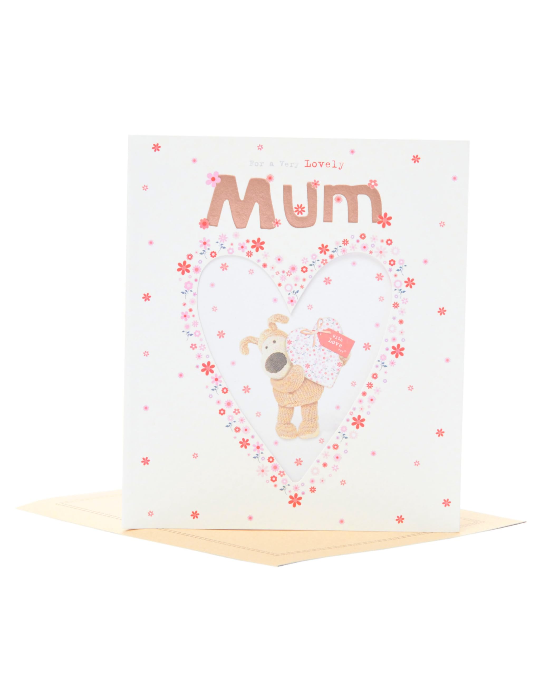 Boofle Birthday Card For Mum With Envelope - Sweet Design With Patterned Heart, Multi, 737937-0-1,159mm x 184mm