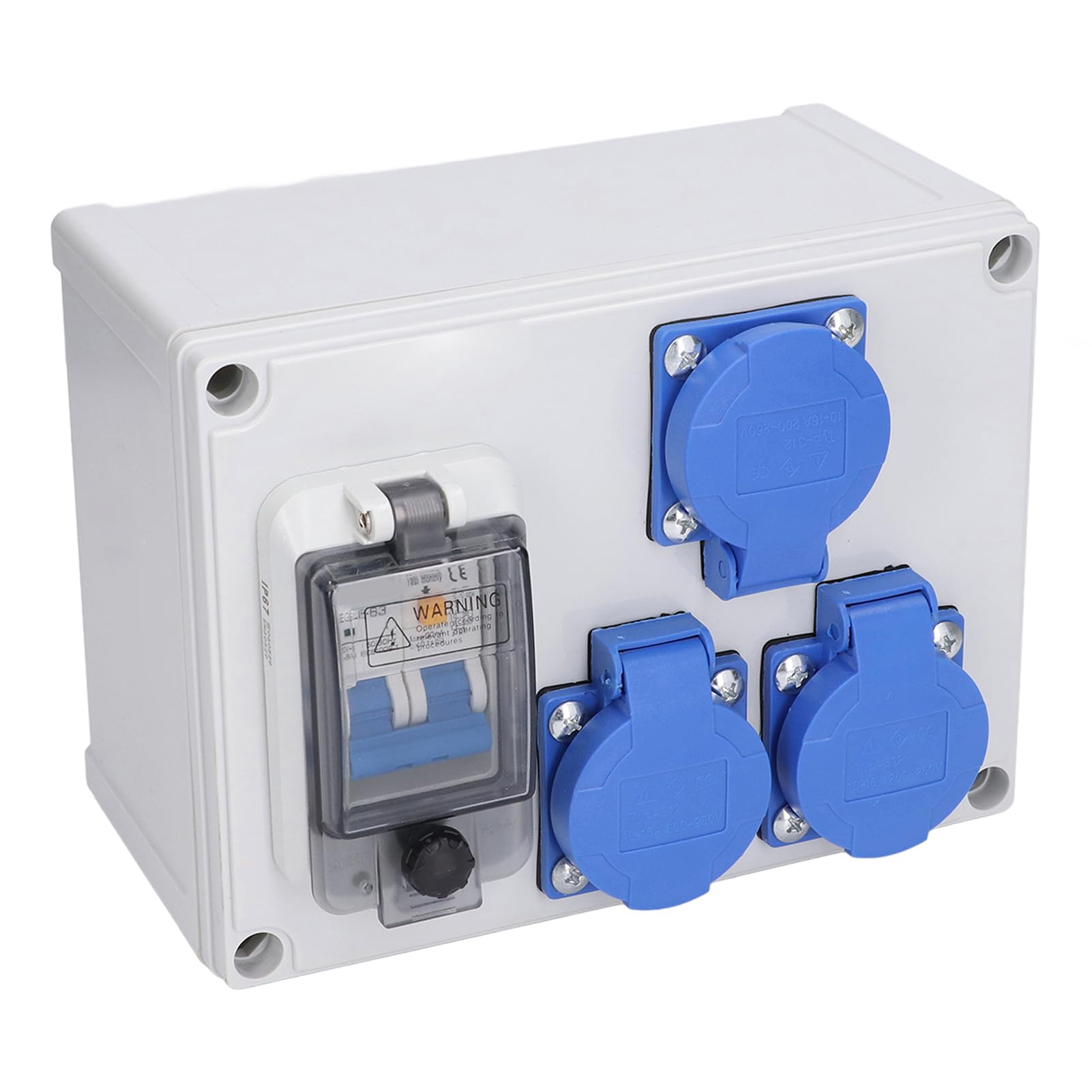 Presa da Muro Tedesca 200-250V 16A IP67 Presa di Corrente 40A 1P+N RCD con Coperchio a Chiusura Automatica per Uso Esterno in Garage da Giardino