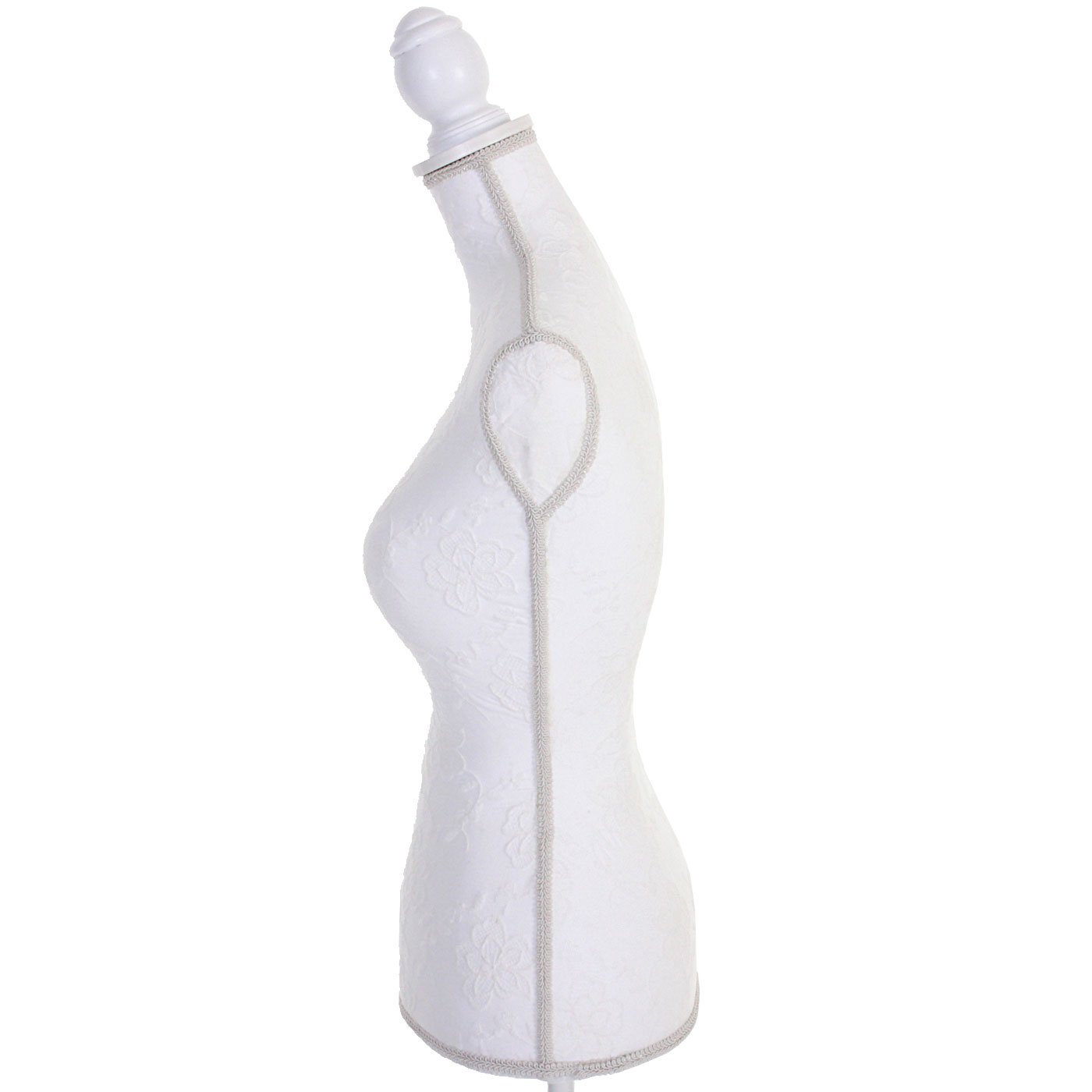 Mannequin Couture T220 - Torse Féminin Réglable - 128-163 Cm - Bois Et Mousse - Blanc Dentelle