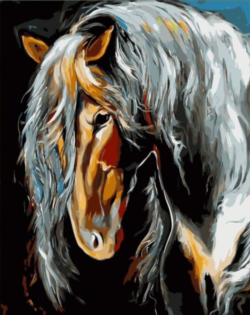 Coloriage par chiffres Cheval et animaux - Peinture à l'huile DIY 40x50cm
