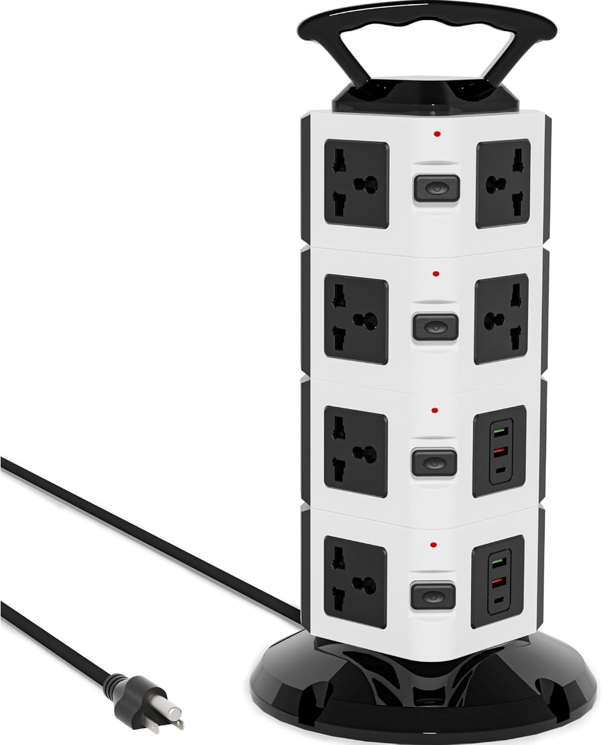 Power Strip Tower with 14 Outlets, 4 USB-A & 2 USB-C Ports, 1875W/15A Heavy Duty Charging Station for Multiple Devices, Plug Tower with 6ft Extension Cord, for Home, Office, Dorm