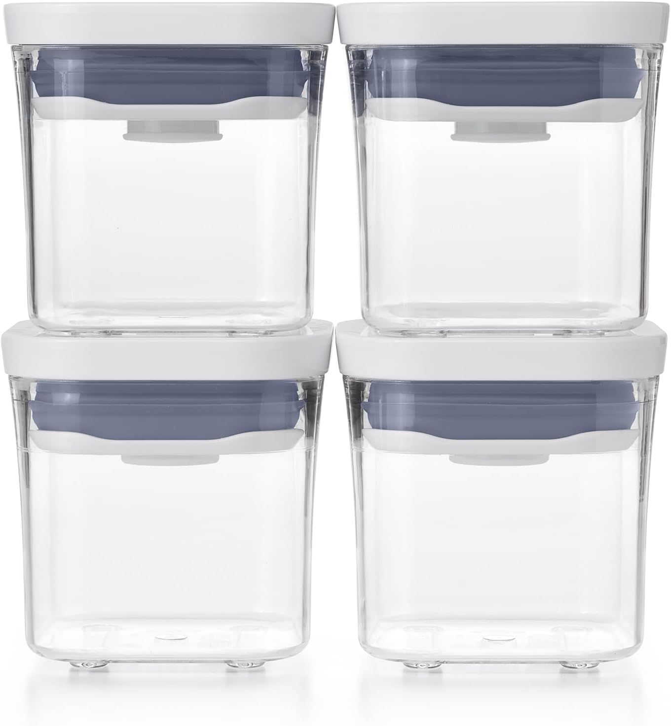 OXO Storage Containers, Plastic Airtight Pop Containers, Set of 4, Kitchen Storage (Food Condiments, Dry Goods, Moisture Proof) Mini Square Mini