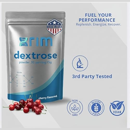 Miniatura 3 de XRIM Labs Dextrosa en polvo, sabor a cereza natural, energía rápida, apoyo de recuperación y energía, bolsa a granel de 15.87 oz (30 porciones, 0.53