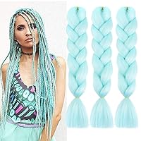 Vista 59 de Xiaofeng Extensiones de cabello trenzado para mujer, 3 paquetes de 100g/paquete (3.53 oz/paquete), 24 pulgadas, alta temperatura, ombré, pelo