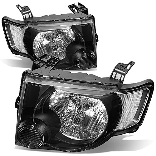 Auto Dynasty 2PCs Headlight Assembly HeadLamps Compatible with 08-12 Ford Escape, OE Style, Black Housing Clear Corner