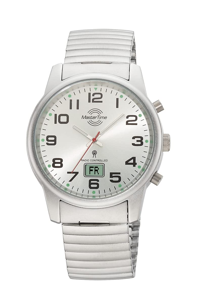 Master Time Funk Quarz Herren Uhr Analog mit digitalem Datum mit Edelstahl Zugband Armband MTGA-10822-42M