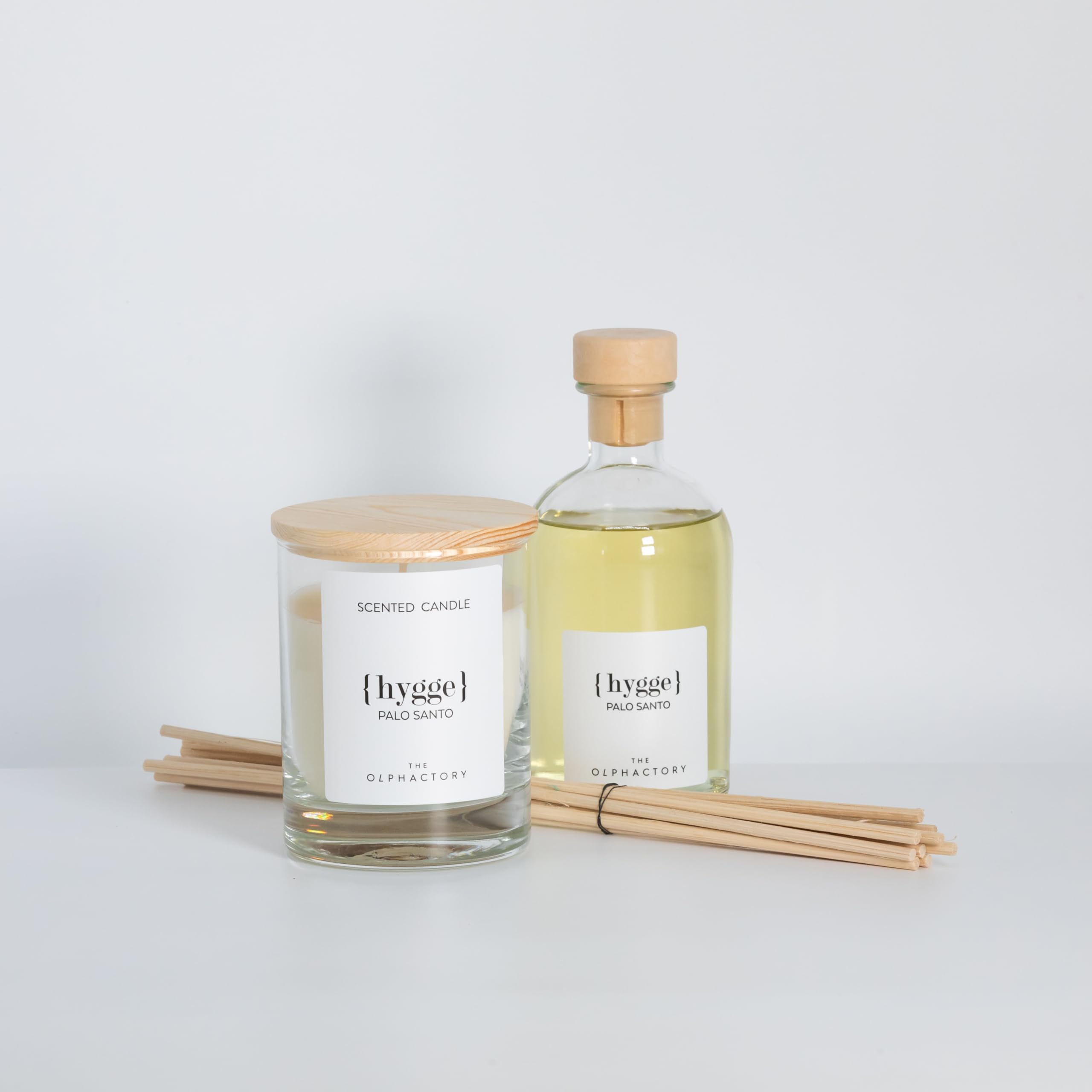 Duftset, Kombination aus Lufterfrischer/Diffusor und Duftkerze, Geschmack Palo Santo - Basisnote Sandelholz mit Kopfnote Palisander - Stimmungsvolle Dekoration und wunderbarer Raumduft