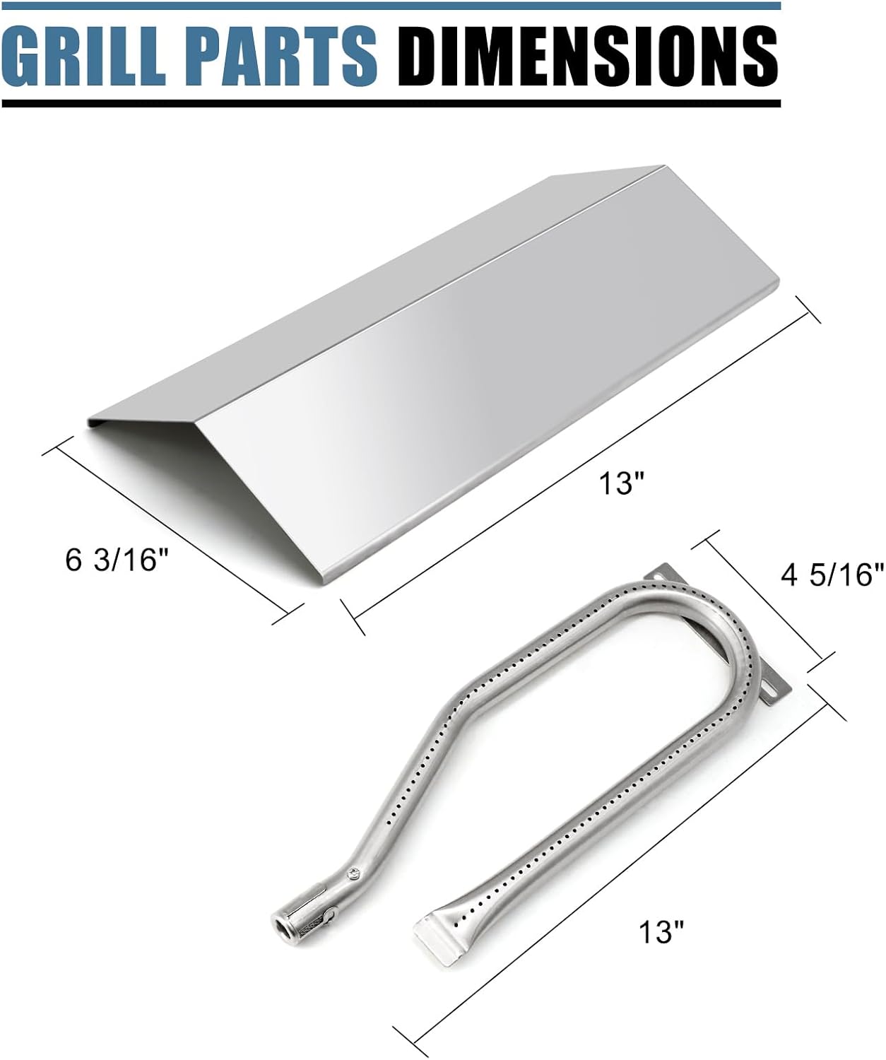Adviace Grill Replacement Parts for Cuisinart CGG-306 CGG306, Flame Tamer 306-20133 & Gas Burner 306-20092 Replacement for Cuisinart CGG-306 Chef's Style Portable Gas Grill