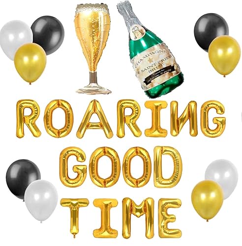 LaVenty Set of 15 Roaring Good Time Balloons Great Gatsby Party Decoration Roaring 20s Party Balloons Roaring Twenties Decorations Flapper Party Decor