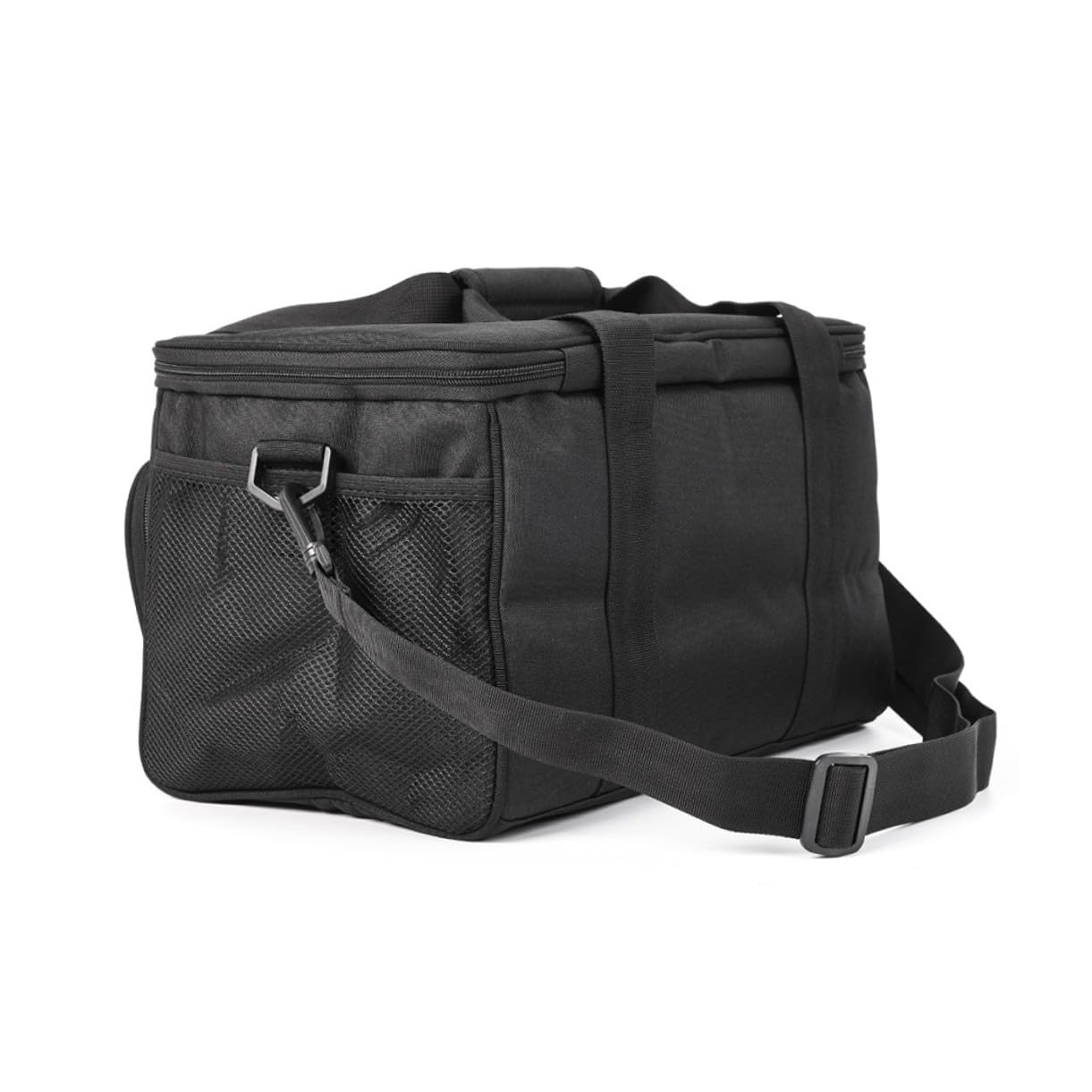 Abaodam Paquet de Pêche en Tissu Oxford Noir Bandoulière Rembourrée Détachable et Double Fermeture Magnétique pour Rangement Multi-Poches en Plein Air