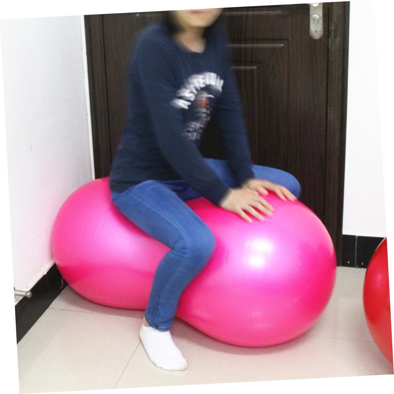Gymnastikball in Erdnussform, Dicker PVC Balanceball für Pilates und Yoga | Peanut Form, Anti Burst, Rosa, für Heimtraining und Gleichgewichtstraining, aus PVC, für Pilates und Erwachsene