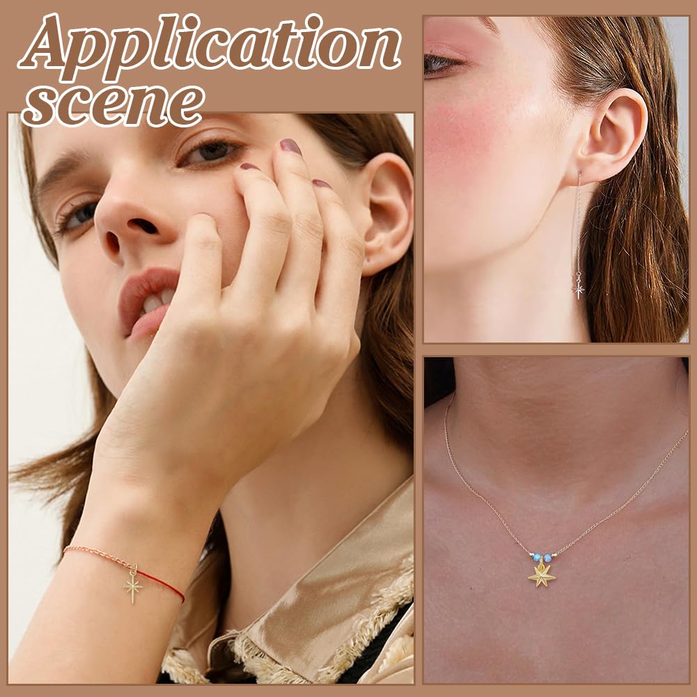 24 colgantes de estrella de latón chapado en oro de 18 quilates, diseño de estrella del norte, 4 estilos, con anillo curvado para la fabricación de joyas, manualidades